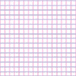 SMALL Pastel Pink and Lilac Organic Hand-Drawn Abstract Checkered Square Grid