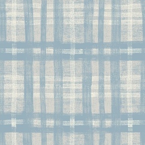 (m) Textured plaid in light dusty blue, grayish white and off white