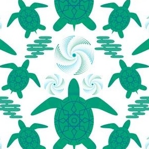 Sea Turtle / turtle / coastal / sea life / green / white