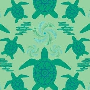 Sea Turtle / turtle / coastal / sea life / green / light green
