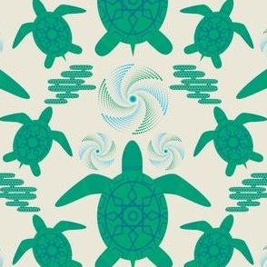 Sea Turtle / turtle / coastal / sea life / green / cream
