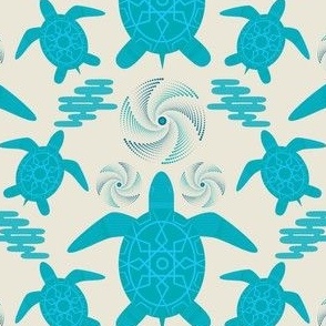 Sea Turtle / turtle / coastal / sea life / turquoise / cream