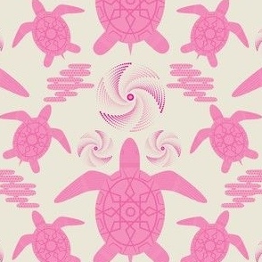 Sea Turtle / turtle / coastal / sea life / pink / cream