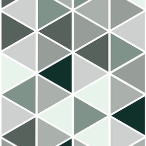 Small Geometric Triangles, Green and Grey Tones