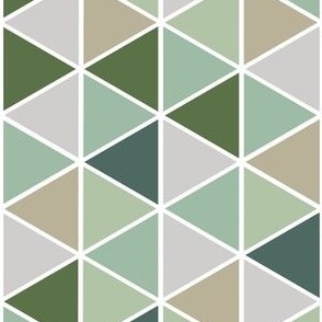 Small Geometric Triangles, Green and Grey Tones