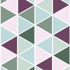 Small Geometric Triangles, Plum and Green Tones
