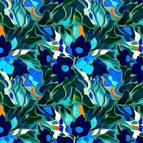 Navy Floral Abstract