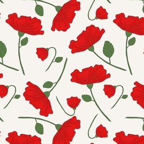 Poppies tossed red on a chalk white backdrop Medium