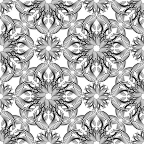 Symmetry flower in black and white. Large scale