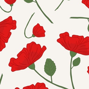 Poppies tossed red on a chalk white backdrop Jumbo size