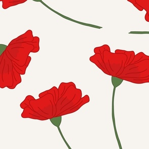 Poppies tossed red simple on a chalk white backdrop Jumbo size
