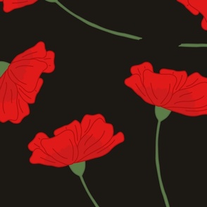 Poppies tossed red simple on a soft black backdrop Jumbo size