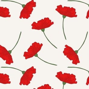 Poppies tossed red simple on a chalk white backdrop Medium