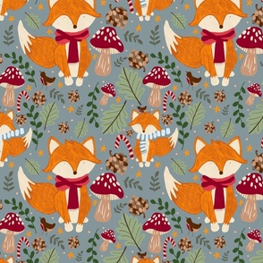 Christmas foxes - large