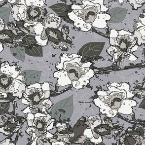 dogwood flowers/branches in muted tones