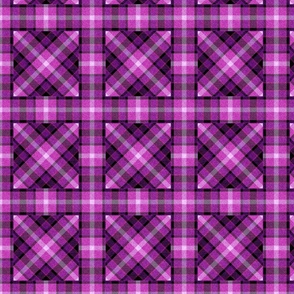 Apple Plaid Straight over Plaid 45 Degree Angle in Violet and Magenta
