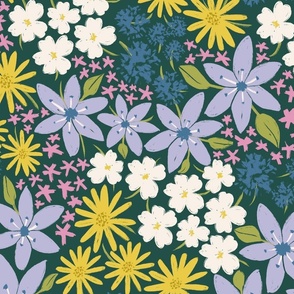 Enchanted Florals: Vivid Meadow Blossoms Pattern LARGE