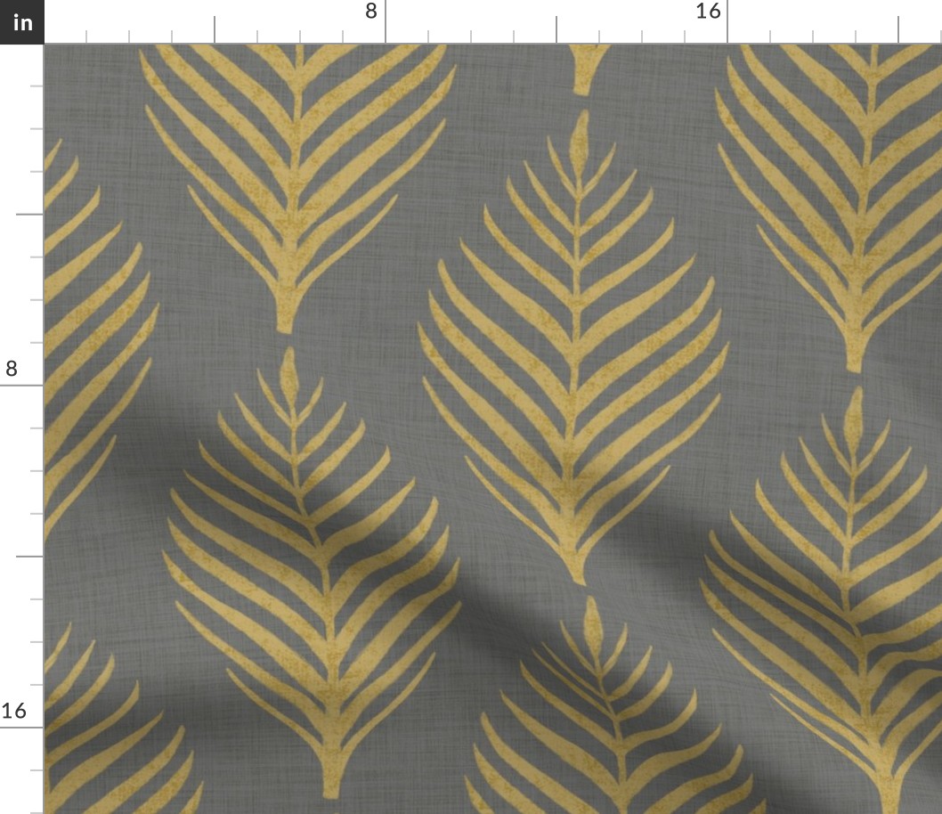 Linen Palm Frond in Gray and Gold - custom color 3
