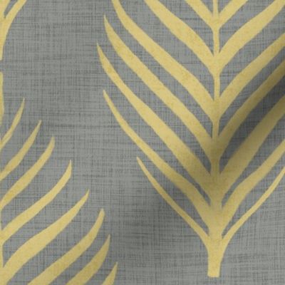 Linen Palm Frond in Gray and Gold - custom color 2