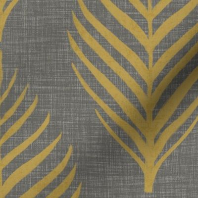 Linen Palm Frond in Gray and Gold - custom color 1