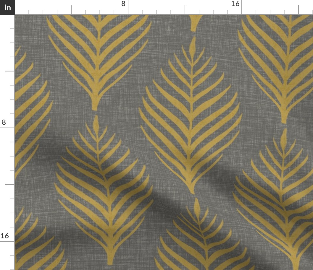 Linen Palm Frond in Gray and Gold - custom color 1