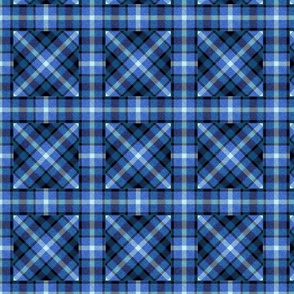 Apple Plaid Straight over Plaid 45 Degree Angle in Blue