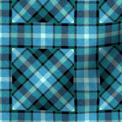 Apple Plaid Straight over Plaid 45 Degree Angle in Sky Blues