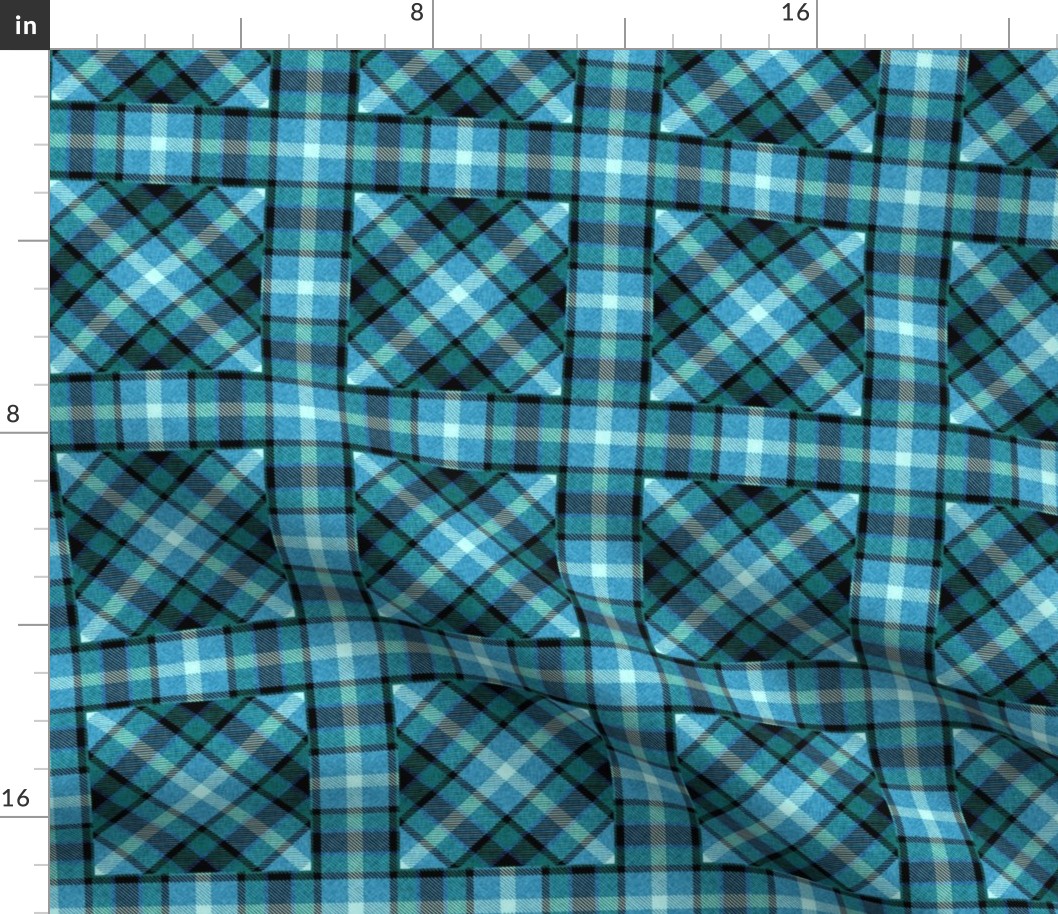 Apple Plaid Straight over Plaid 45 Degree Angle in Sky Blues