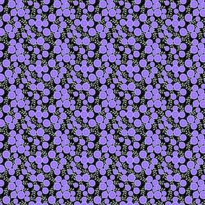 Small Modern Purple flower a dense small print on black background by Mona Lisa Tello