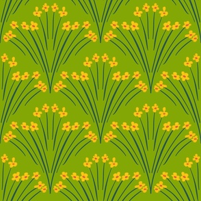Fan of Yellow Flowers grass green
