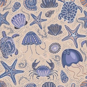 Sea world | violet and beige | small