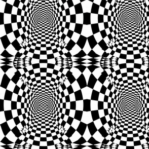 Optical Illusion Vortex - Black and White Checkered Tunnel 