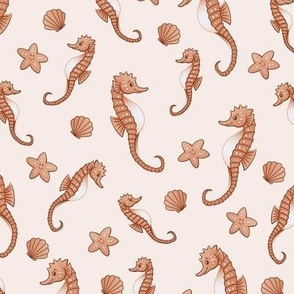 Cute Seahorses in Cream