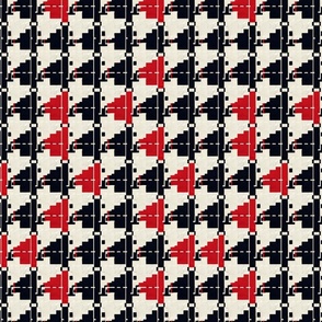 Red Accent Houndstooth Abstract Pattern