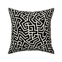 Monochrome Labyrinth Geometric Maze Pattern