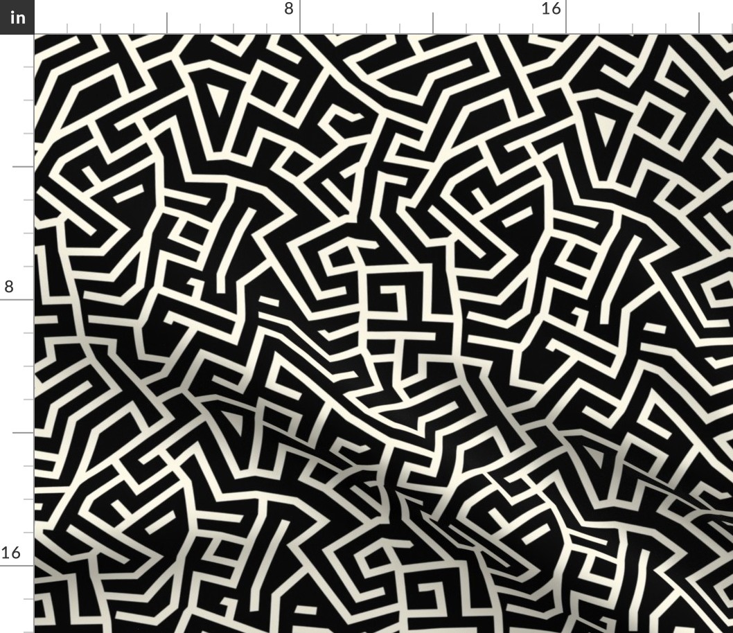 Monochrome Labyrinth Geometric Maze Pattern