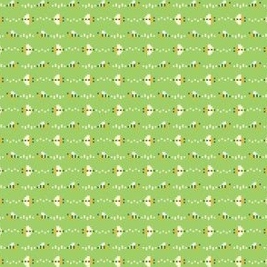 Cute Pixel Art Bees Flying in Stripes - Light Green - SMALL Print Version