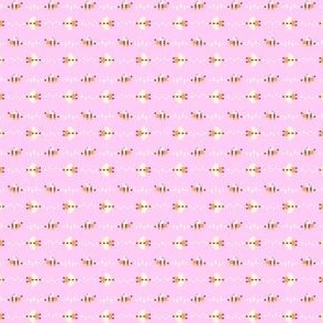 Cute Pixel Art Bees Flying in Stripes - Pink - SMALL Print Version 
