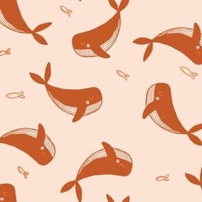 Whale Party in pink and rust from my whale of a time collection - feeling peachy