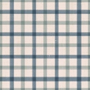 Linen Stamped Plaid Weave - Two-tone blue