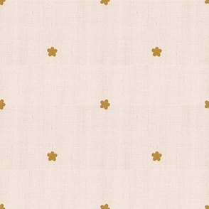 Linen Stamped tiny flowers - Gold