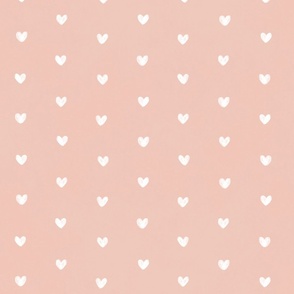 Hand-drawn Hearts. White on Pink.
