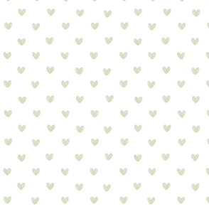 Hand-drawn Hearts. Green on White.