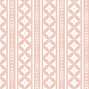 Geometric & Floral Stripes. Medium. Pink.