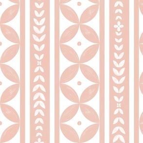 Geometric & Floral Stripes. Large. Pink.