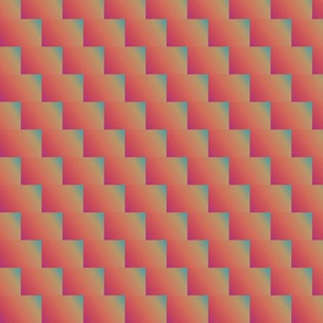 Vintage Stair pattern- Gradient 5 Mixed Color: Deep Pink, Maroon, Burnt Orange, Sand, Teal - zigzag - rectangles