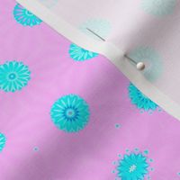 Sky Blue and Pink Flowers Geometric Pattern