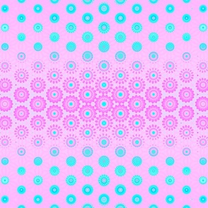 Sky Blue and Pink Flowers Geometric Pattern