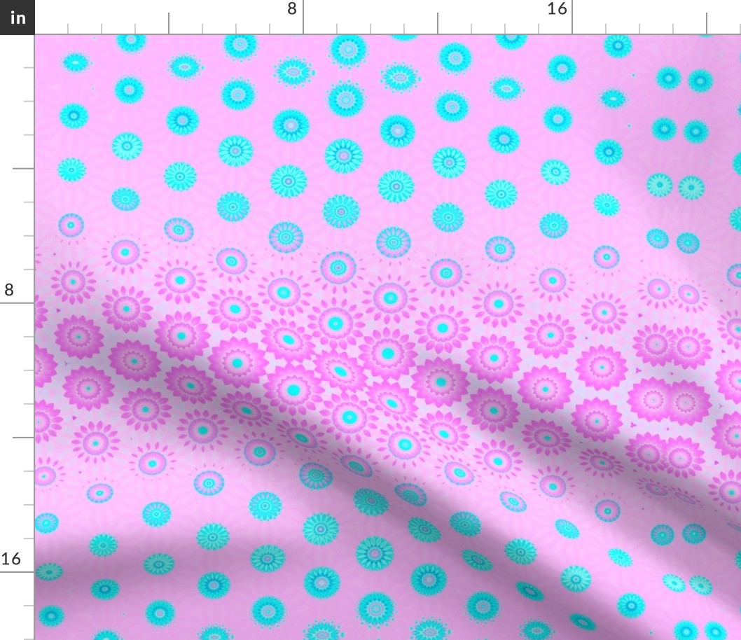 Sky Blue and Pink Flowers Geometric Pattern
