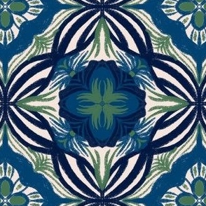 Hush White Nouveau: Enchanted Blue & Green Floral Elegance, Small 